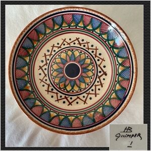 Vintage Quimper Faïence Bowl | Hand-Painted Breton Geometric | France